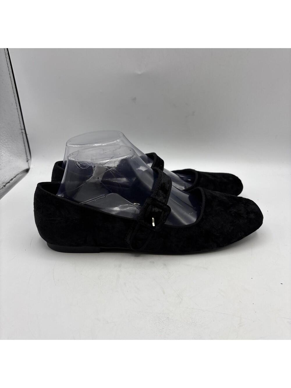 Black Velvet Mary Jane Ballet Flats Size 9 Women